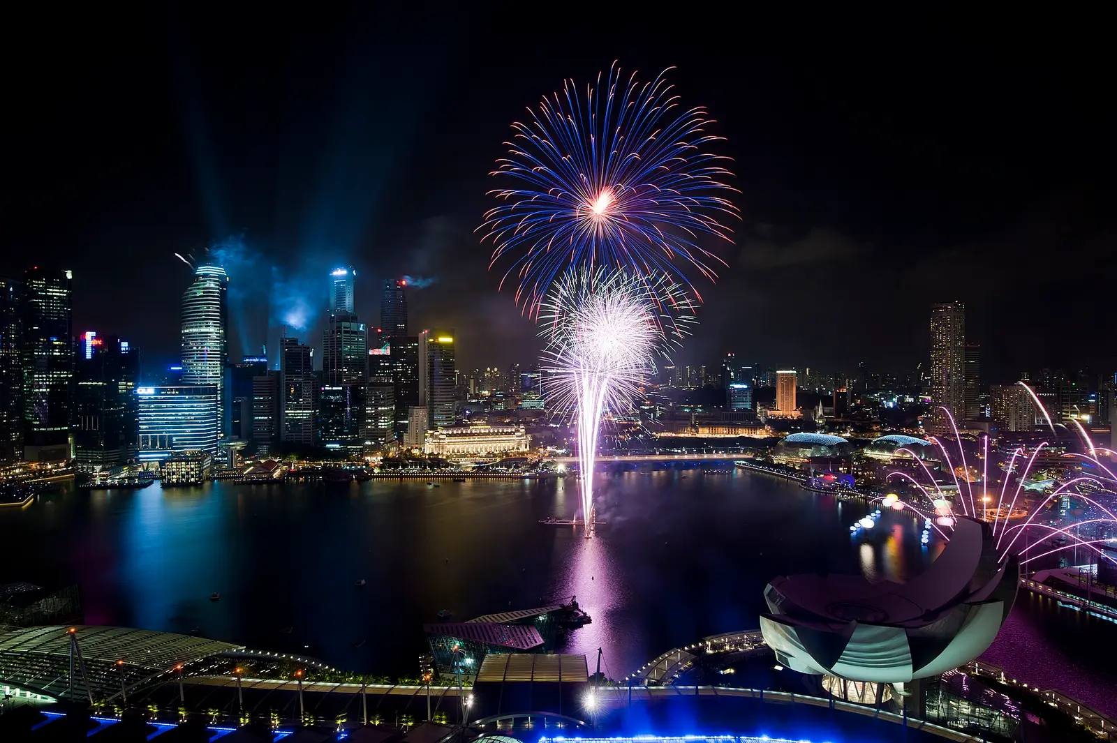Fireworks over Marina Bay during the 2011 National Day Parade