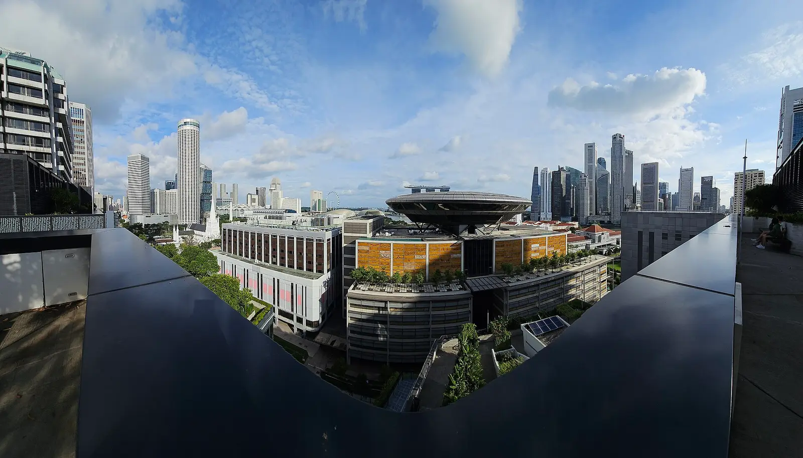 Panoramic view over the Singapore central business district on a clear day