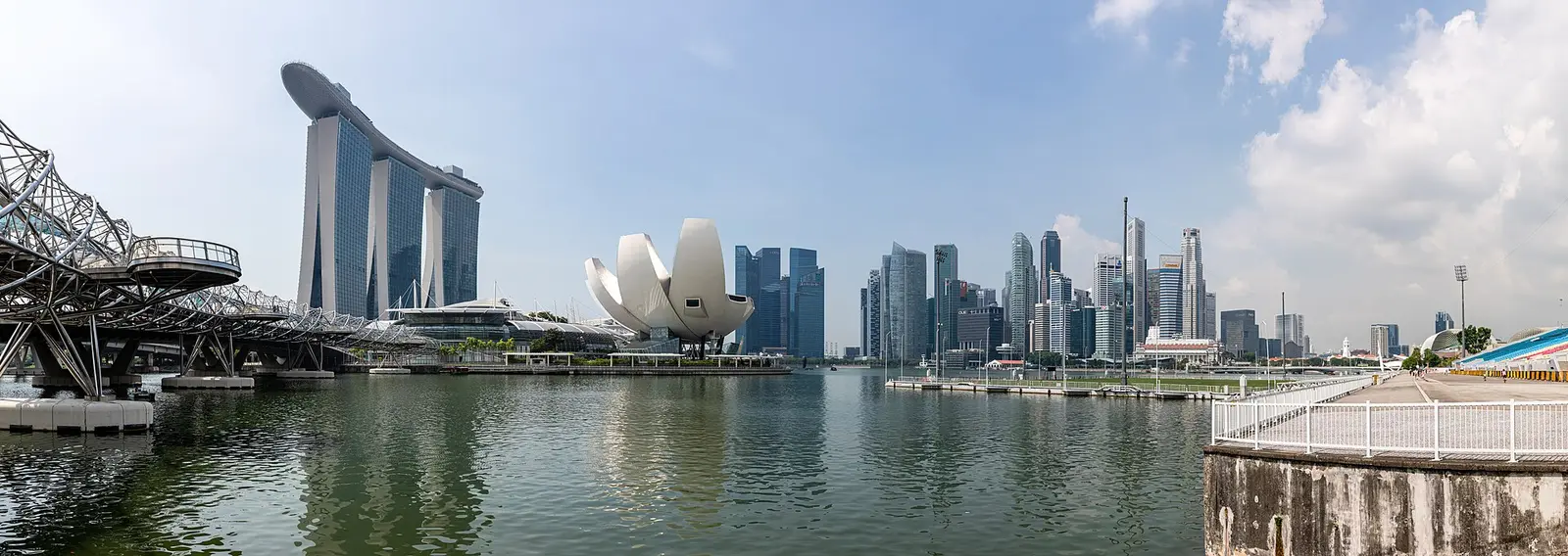 Marina Bay waterfront with the ArtScience Museum, Marina Bay Sands and the downtown towers